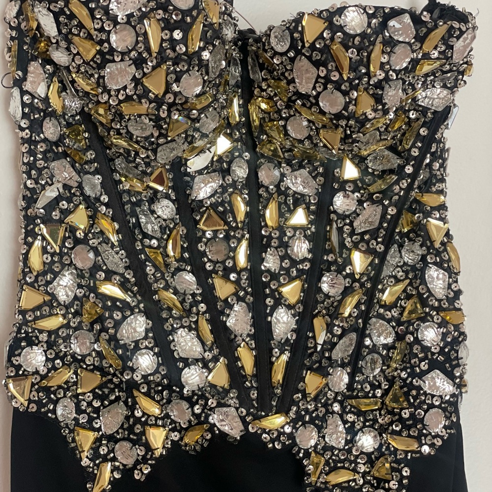 Embellished Black Strapless Dress! Excellent for Gala, Elegant Wedding
